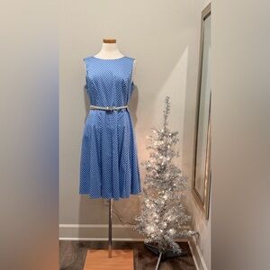 Tommy Hilfiger Blue and White Polka Dot Midi Dress